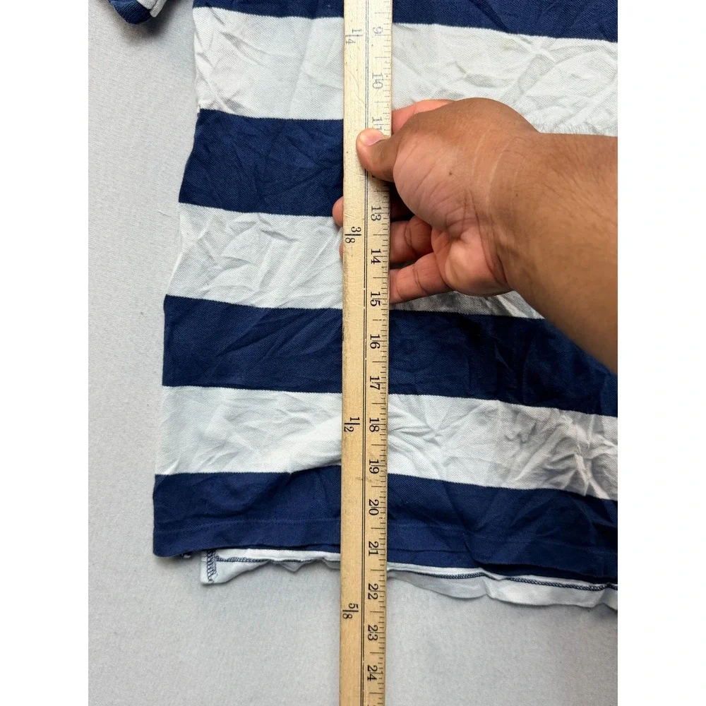 Old Navy Polo Shirt Kids Extra Large 14-16 Blue White Excellent Striped Pique